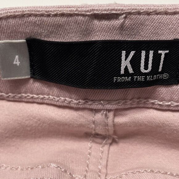 KUT From The Kloth 4 Amy Midrise Crop Fray Straight Leg Pink Jeans Stretch - Picture 5 of 11